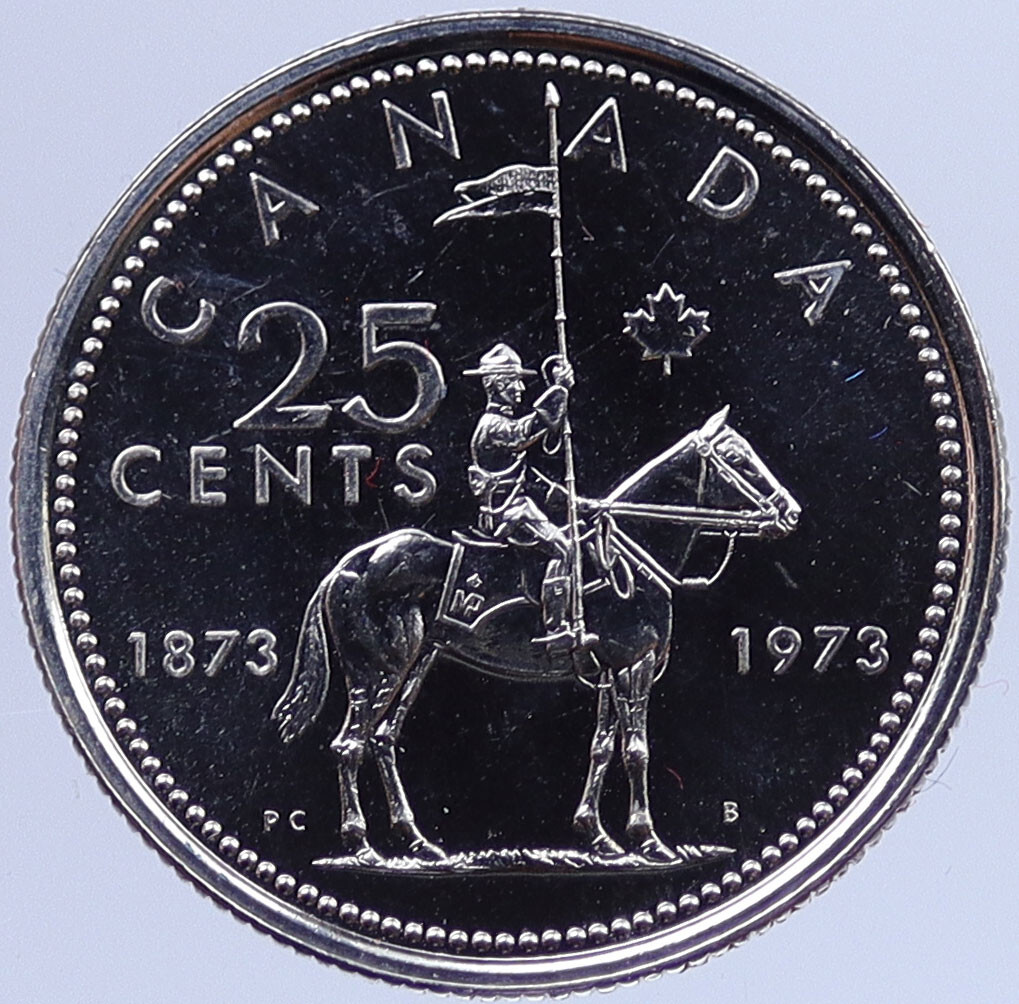 1973 CANADA UK Queen Elizabeth II RCMP Police HORSE 25 Cents