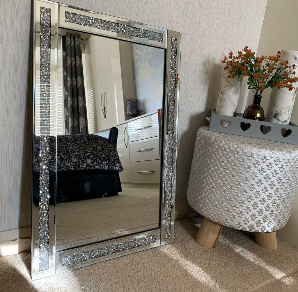 Mirrors 40 60cm Large Jewel Wall Mirror Loose Diamante Girls Room Bathroom Mirror New Home Garden Home Decor