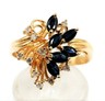 Sapphire & Diamond Dress Cluster Ring 14ct Yellow Gold Fine Wedding Jewellery .JPG