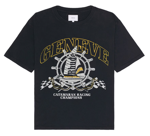 Pre-owned Rhude Geneve Catamaran Short Sleeve Tee Shirt Vintage Black