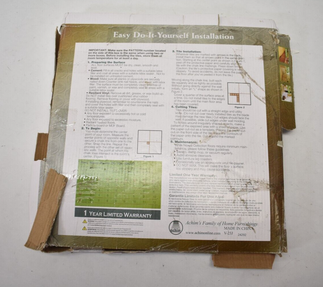 Lot of 20 Nexus Brick Pavers Self Adhesive Vinyl Floor Tiles 12" x 12" Brick