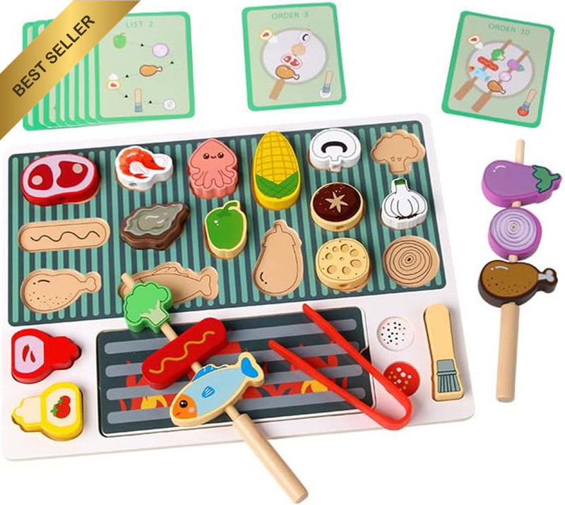 Kids Kitchen Playset, BBQ Pretend Play Toy Grill Children'S Early Education Fun