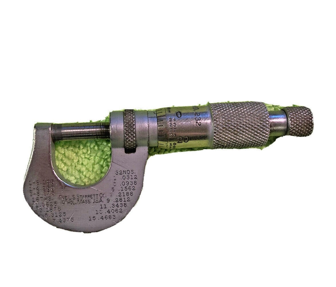 Vintage 1/2” L.S. Starrett 232 Outside Micrometer W/ Carbide Vintage 1/2” L.S. Starrett 232 Outside Micrometer W/ Carbide