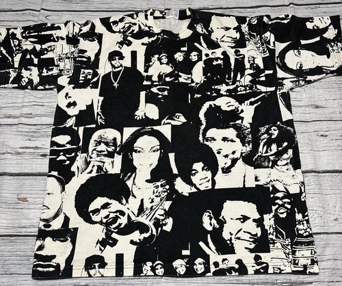 Vintage Hip Hop Rap Music Legends AOP Face Portrait Rap Tee
