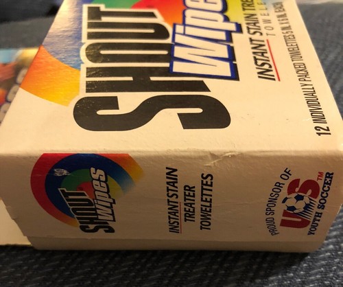 Vintage 1997  SHOUT Wipes  Prop Decor Stain Treater Cleaning Towelettes Sealed