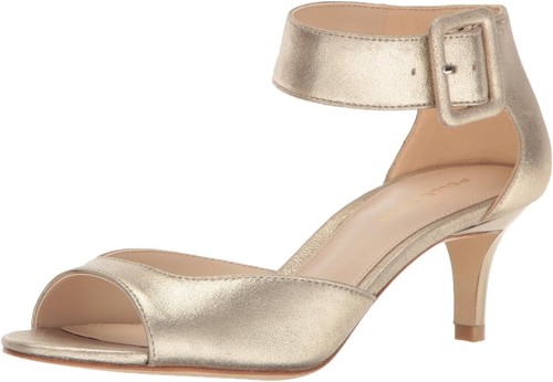 Pre-owned Moda Spana Women's Dagmar Pump In Platinum Gold Metallic Suede