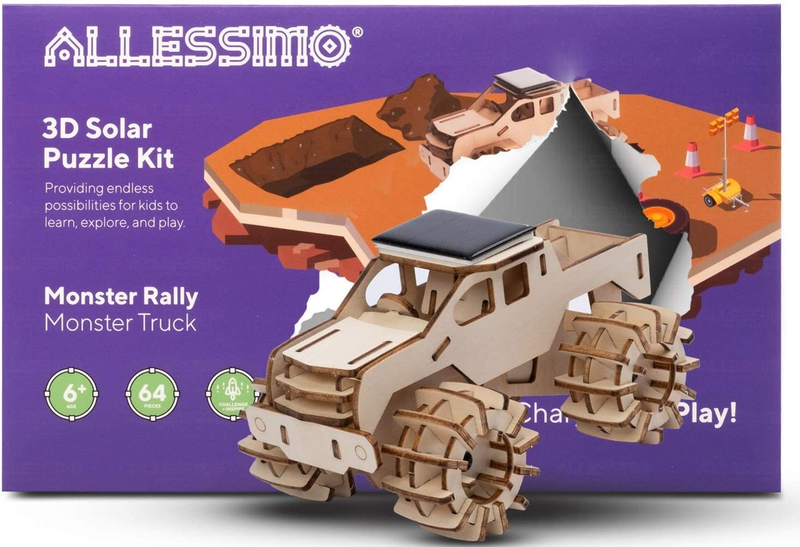 - Solar 3D Solar Puzzle -Monster Truck Model Kit (64Pcs), Powered DIY Assembly f