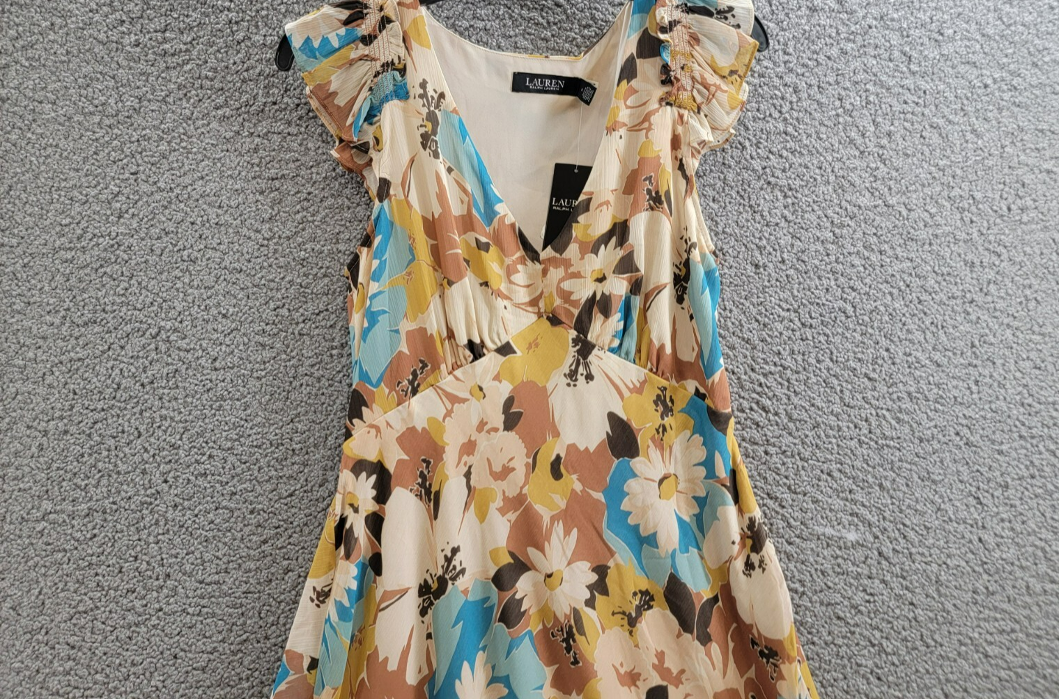 Lauren Ralph Lauren Floral Empire-Waist A-Line Dress Women's 4 Multi Side Zip - Picture 3 of 15