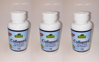 Collagen C , Hydrolysate With Vitamin C / 100 capsules (3 packs...