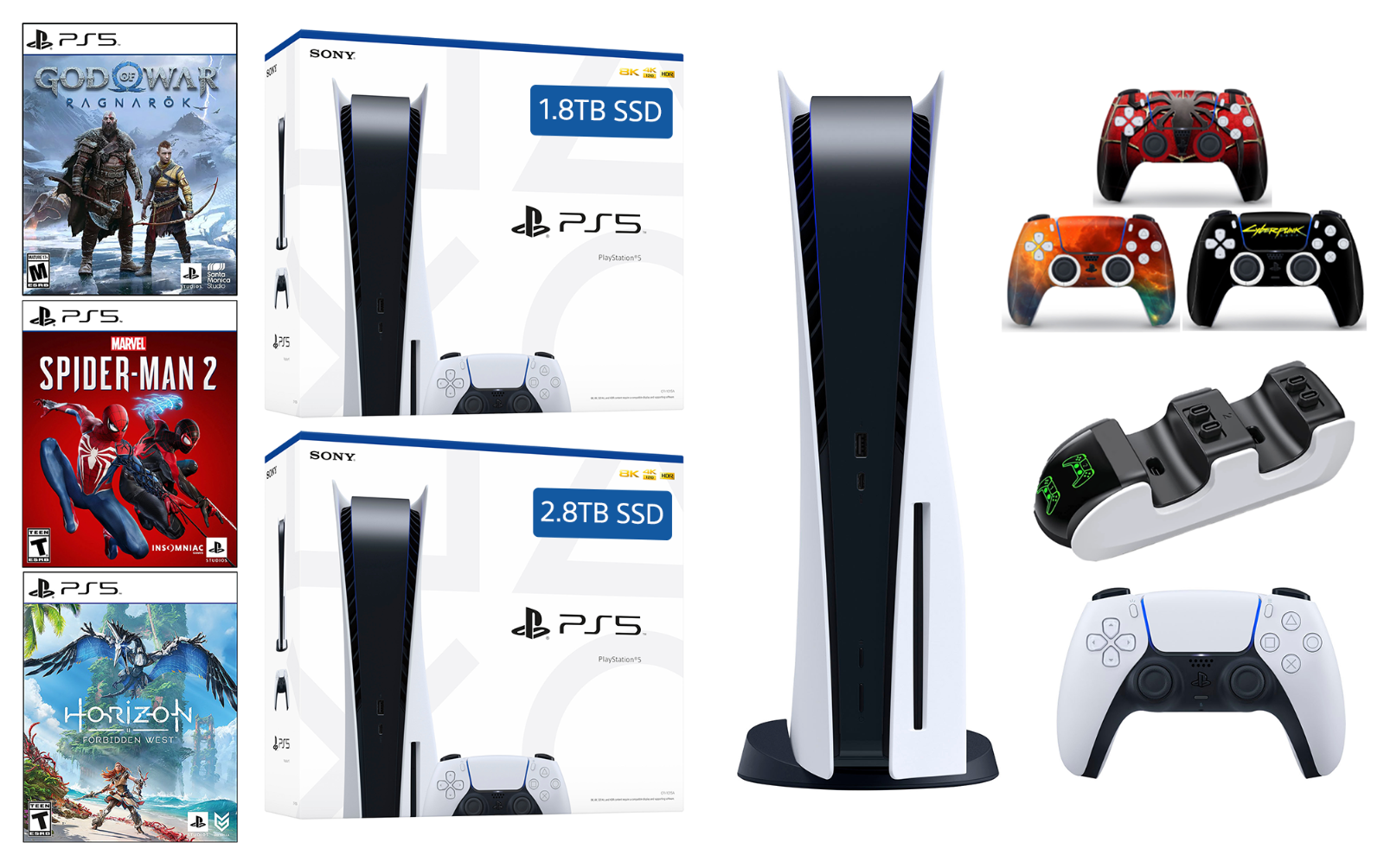 Sony PlayStation 5 Disk Enhanced Up to 2.8TB Storage PS5 Console Holiday Bundle Sony PlayStation 5 Disk Enhanced Up to 2.8TB Storage PS5 Console Holiday Bundle