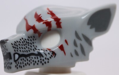 Lego Light Bluish Gray Minifig Headgear Mask Wolf Fangs Stubble Three Red Gashes