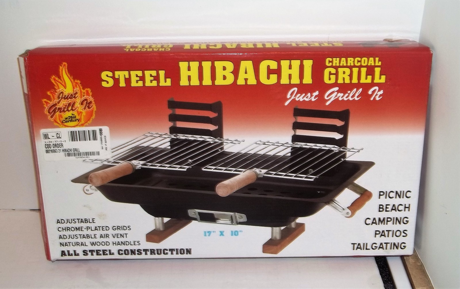 Steel Hibachi Charcoal Grill  / Camping,Beach Fun, Picnic, Tailgating.