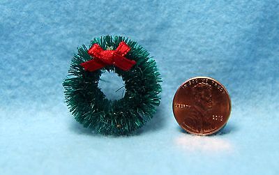Dollhouse Miniature Simple Christmas Evergreen Wreath with Bow IM65371