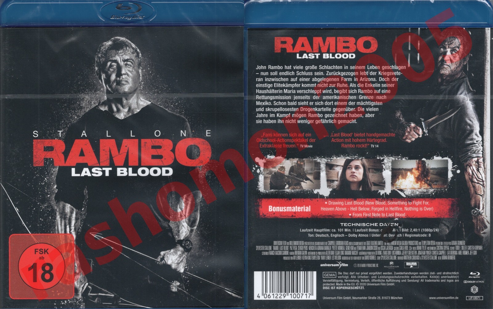 Blu-ray RAMBO V 5 LAST BLOOD UNCUT THEATRICAL 101 MINUTES VERSION