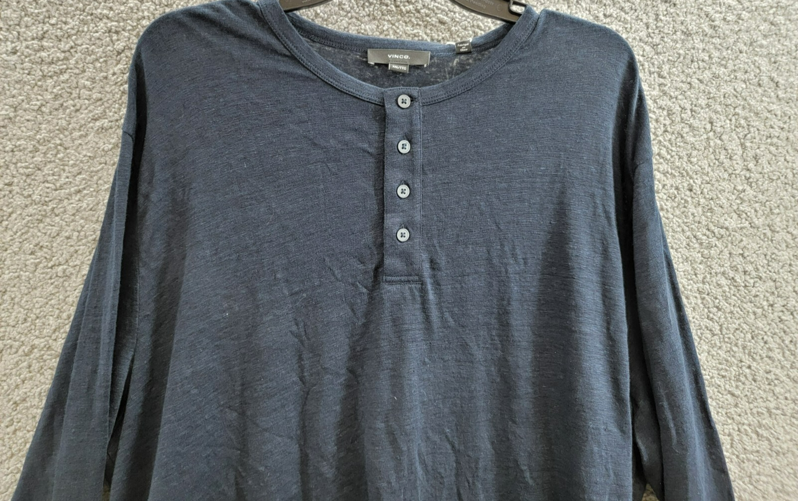 Vince Long Sleeve Linen Henley Shirt Men's XXL Coastal Button Placket Pullover - Picture 3 of 17