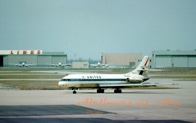 United Airlines Caravelle VIR N1020U at ORD in 1964 8''x12'' Color Print