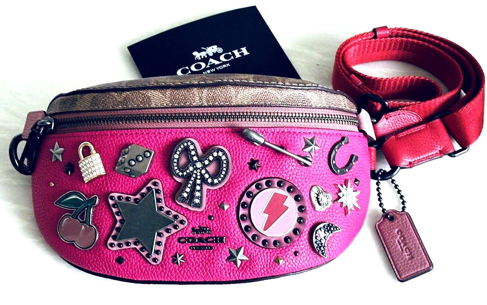 バッグ COACH Signature Accessory Pouch Pink Bag Coach Pink Signature Accessory Pouch Handbag Used | eBay