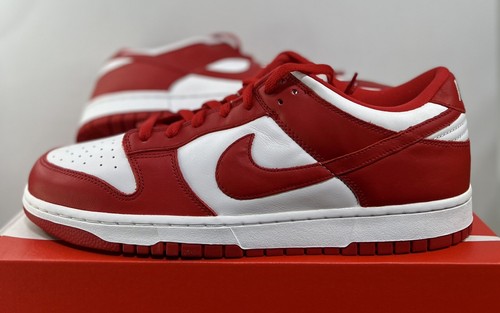 シューズ(男性用) Nike Dunk Low \"White and University Red\" Nike Dunk Low Retro Championship Red White Shoes Men DD1391