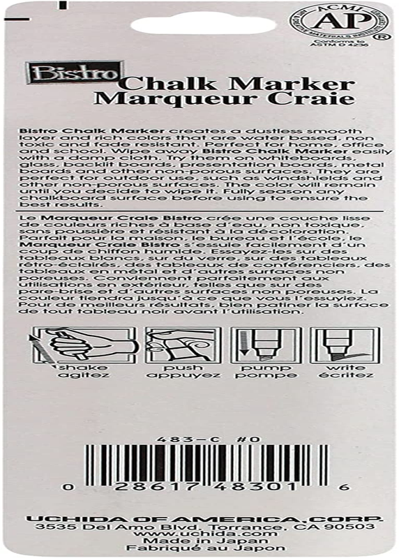 UCHIDA 483-C-0 Chisel Tip Bistro Chalk Marker, White