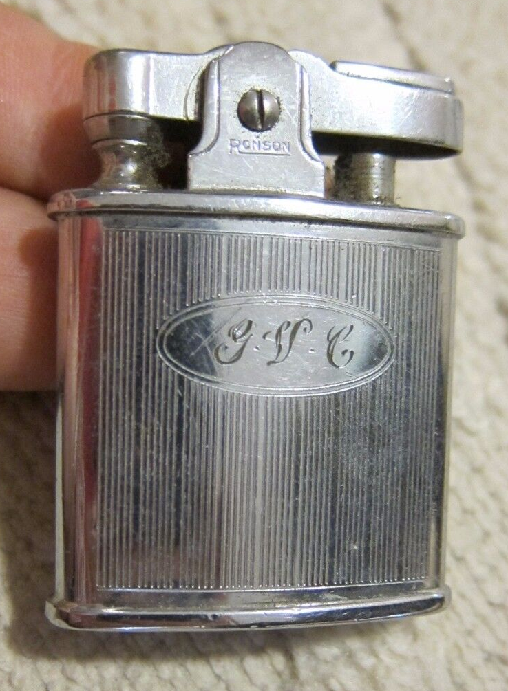 RONSON スターリングシルバー925 セット シャーペンのみジャンク品 Ronson Banjo Lighter Stylish Design Chrome Satin Silver