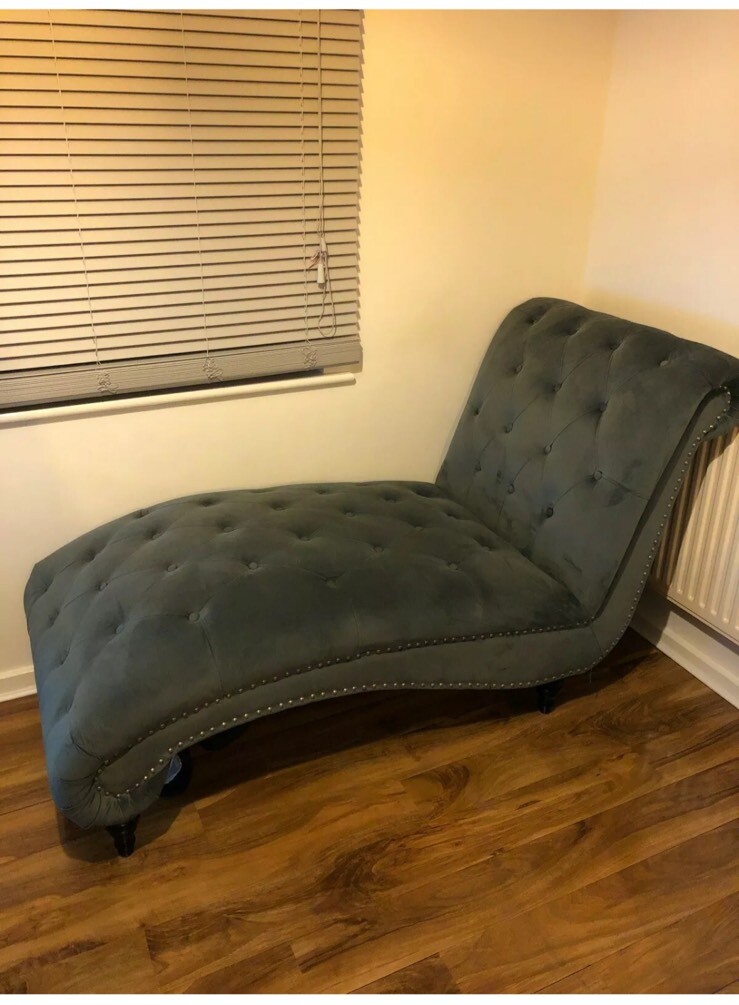 Grey velvet scroll studded chaise longue in Reading, Berkshire Gumtree