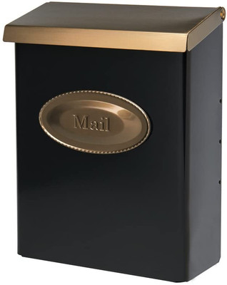 Designer Galvanized Steel, Locking, Wall Mount Mailbox, DVKGB00AM, Black & Brush