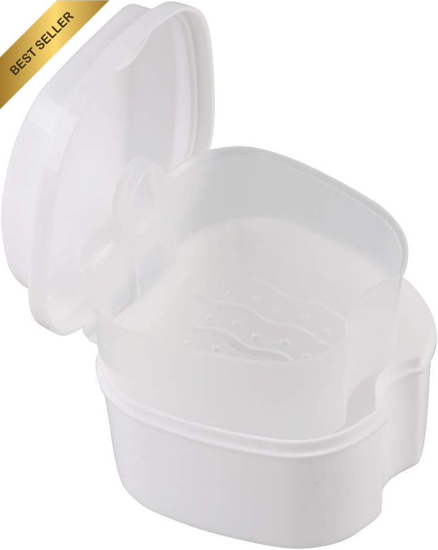 Denture Case, Denture Cup with Strainer, Denture Bath Box False Teeth Storage Bo
