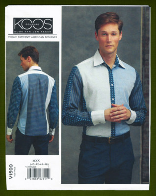 Men's Long Sleeve Designer Shirt Sewing Pattern~Koos Couture (40-46) Vogue 1599