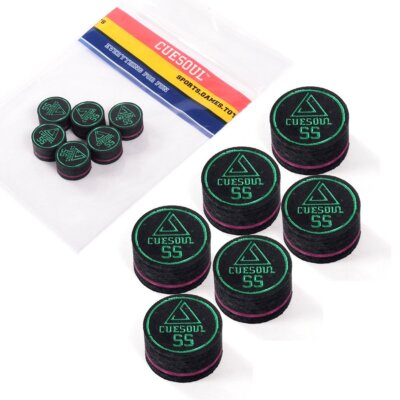 CUESOUL 6 Pieces 14mm 8 Layer Pigskin Cue Tips for Pool Cue or Snooker Cue