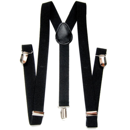 Suspenders For Men Work Elastic Adjustable Solid Straight Clip On Y Back 
