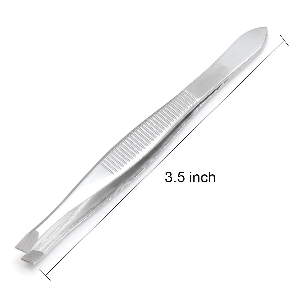 Tweezers, Flat, Slant, Point Tweezers - Stainless Steel High Gloss Tweezers Set