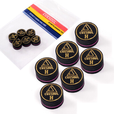 CUESOUL 14mm Pool Cue Tip Pigskin Billiard Cue Tip 6pcs/set Black-H