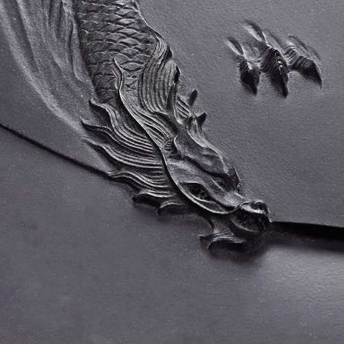  Tea Tray Hand Carved Dragon Engraved Black Stone Water Draining Tray For Teaset