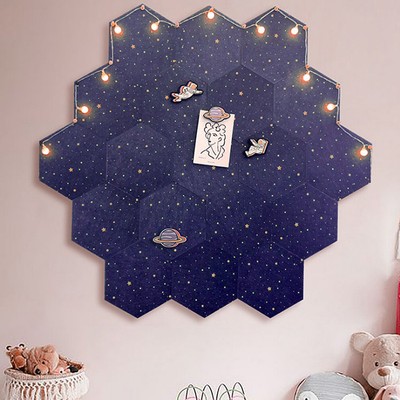 1Pc Hexagon Moon Star Felt Board Letter Message Board Photo Display DIY Art Wall