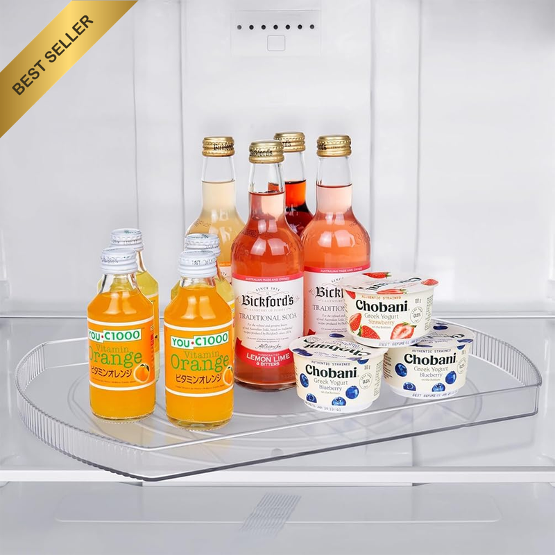 Lazy Susan Turntable Organizer for Refrigerator, Slide and 360° Rotate Turntable