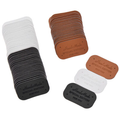 24PCS Handmade PU Leather Labels Tags Clothing Garment Sewing DIY Craft Supplies