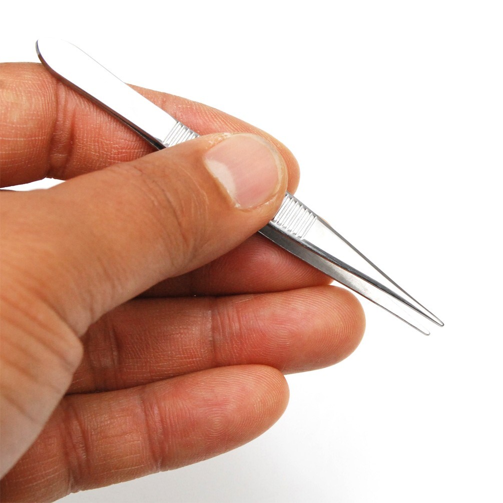 Tweezers, Flat, Slant, Point Tweezers - Stainless Steel High Gloss Tweezers Set