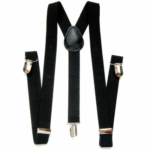 1 Inch Wide Suspenders For Men Elastic Adjustable Solid Straight Clip Y Back