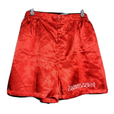 Vintage Australia s Thunder From Down Under Red Satin Shorts Boxers Polyester