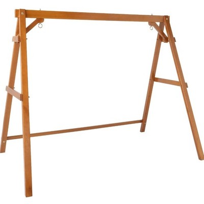 VINGLI Heavy Duty 660 LBS Wooden Porch Swing Bench A-Frame - Brown