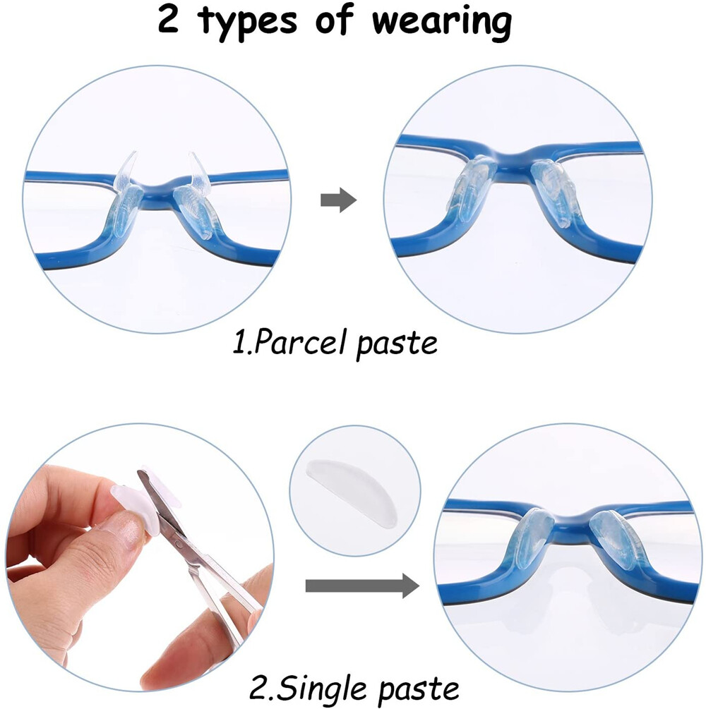 10 Pairs Silicone Stick On Nose Pads Eyeglass Sunglasse Glasses