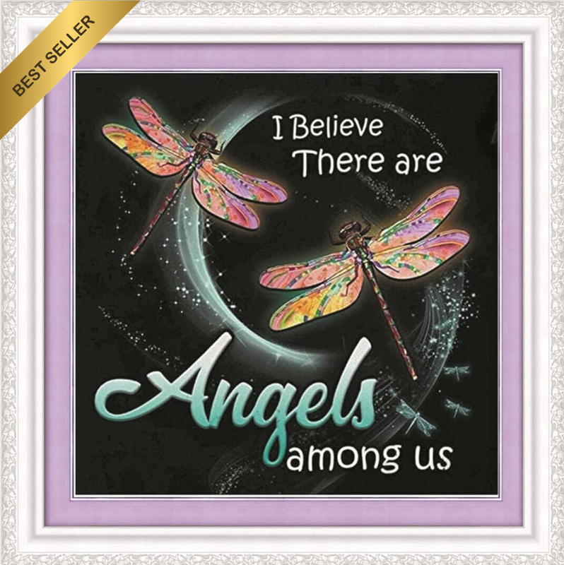 Cross Stitch Kits 11 Count Stamped,  Dragonfly Animal Word Embroidery Kit with A