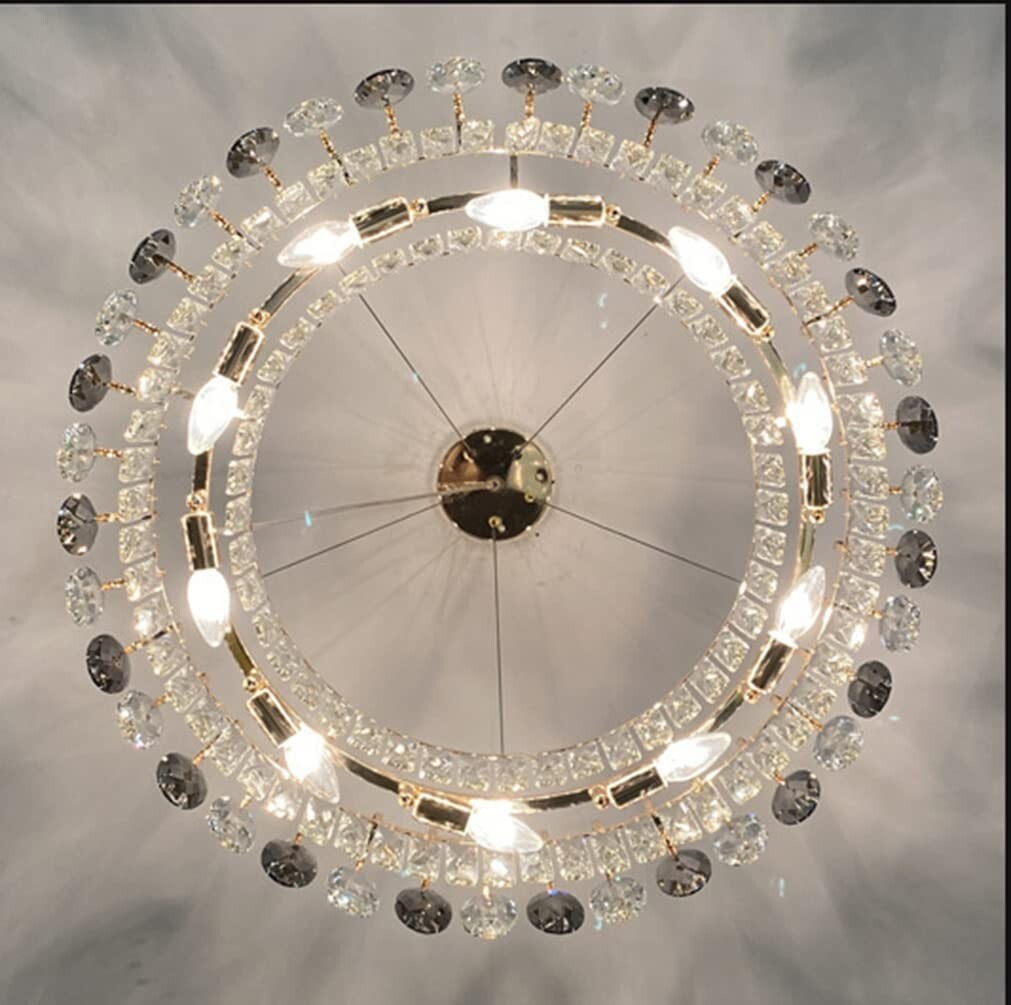 Modern 6-Light Crystal Chandelier Round Pendant Lamp Adjustable Ceiliing Fixture