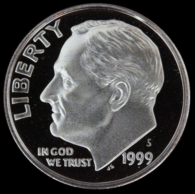1999 S Roosevelt Dime Gem Deep Cameo Cn Clad Proof Us Mint Coin Beautiful! 