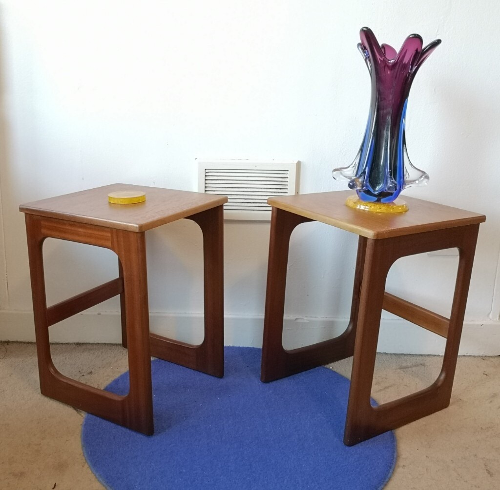 Vintage bedside/side table pair set of 2 McIntosh teak mid century mcm gplan/danish style in