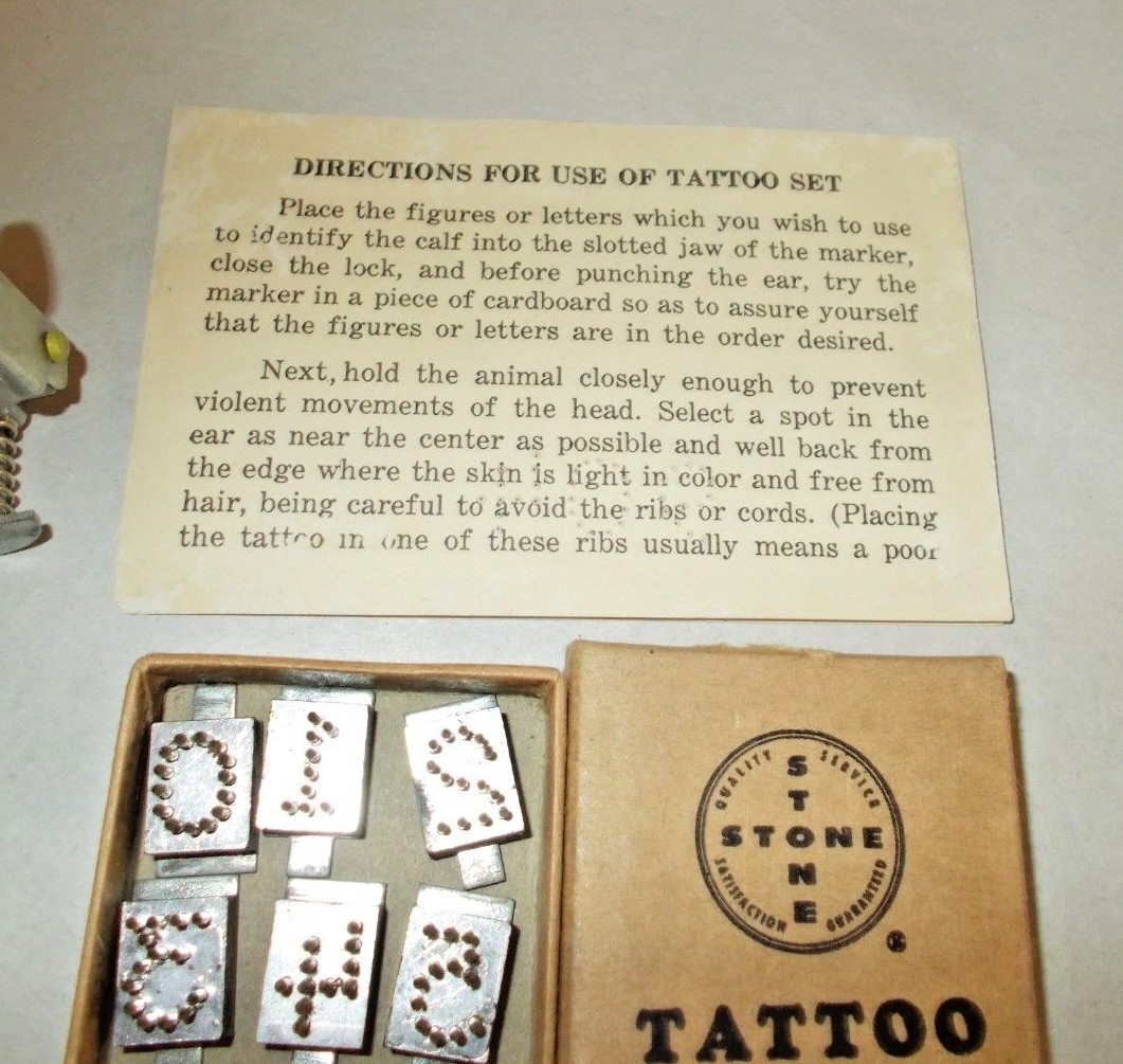 Stone Tattoo Outfit for Livestock 8 Digits EUC