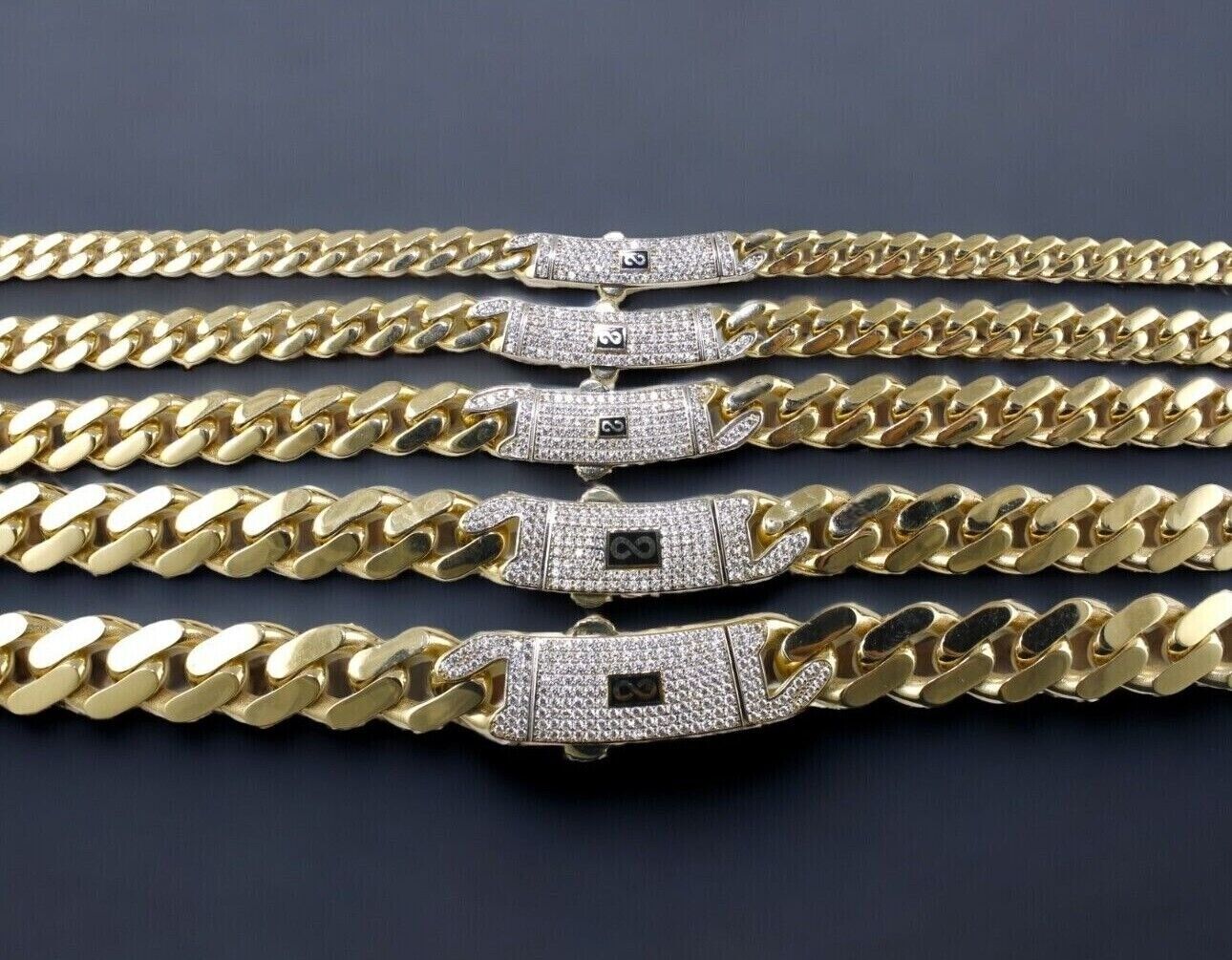 14K Yellow Gold Monaco Miami Cuban Link Chain Necklace CZ 14K Yellow Gold Monaco Miami Cuban Link Chain Necklace CZ