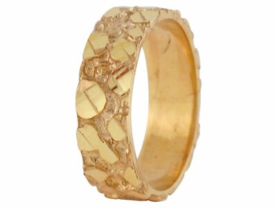 Pre-owned Jackani 10k Or 14k Yellow Gold Unisex Impressive 6mm Wide Nuget Design Ring