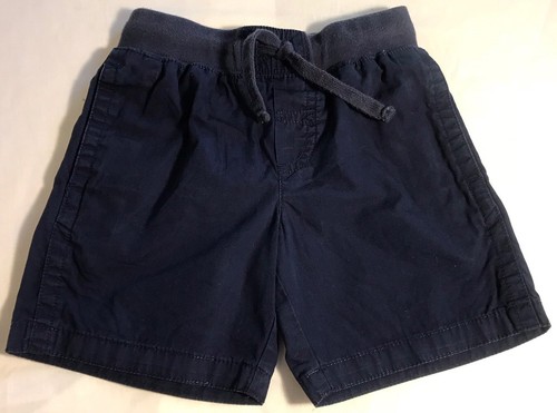 Chaps Toddler Boy’s 3T Navy Blue Shorts Elastic Waist Cotton Front Tie Back Logo
