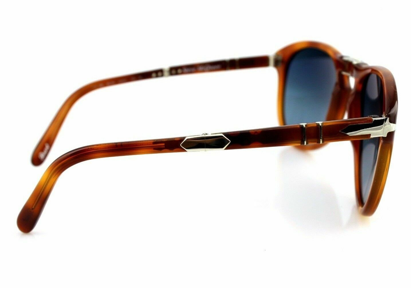 Pre-owned Persol Steve Mcqueen  Folding Havana Blue Polarized Sunglasses Po 714sm 96/s3 In Light Brown/blue